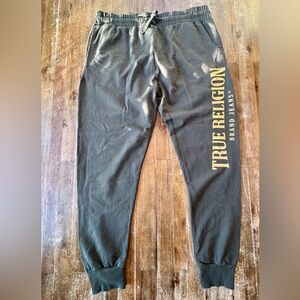 True Religion Olive Joggers with Gold Branding